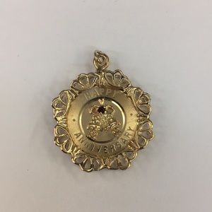 14k Yellow Gold Happy Anniversary Pendant Charm